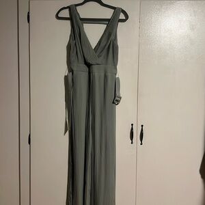 Belted sage jumpsuit